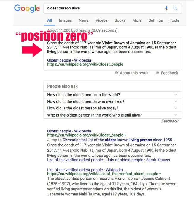 Google Search example on the desktop
