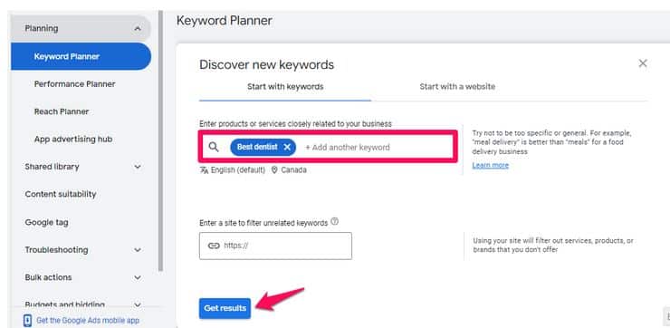 Google Keyword Planner